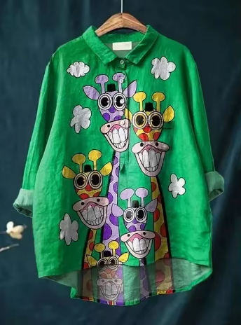 Milena - Blusa Elegante con Motivo Animali