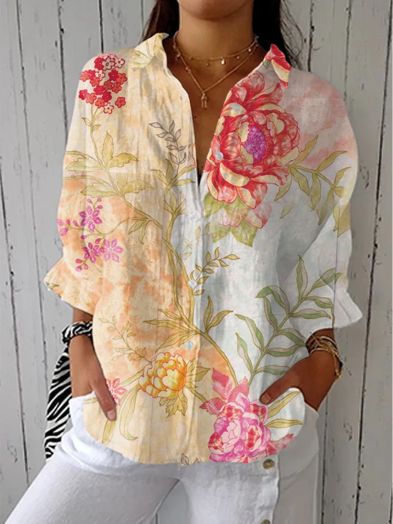 Blusa Rosa con Fiori Eleganti