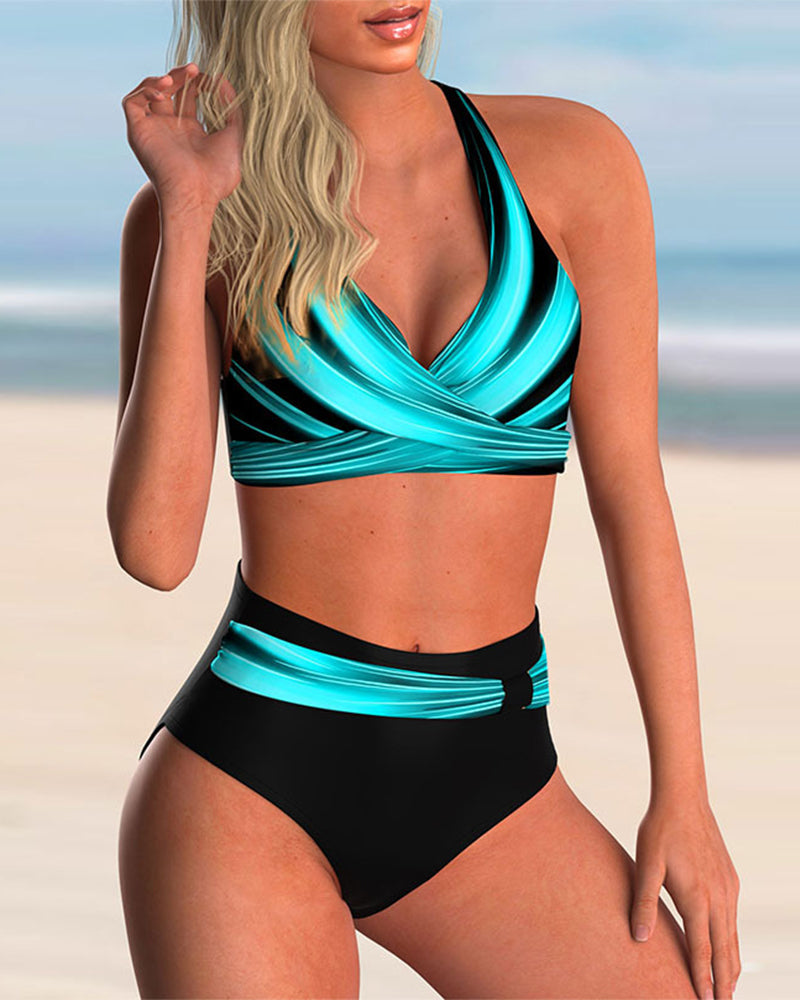 Liliana - Completo Bikini con Scollatura Incrociata e Stampa
