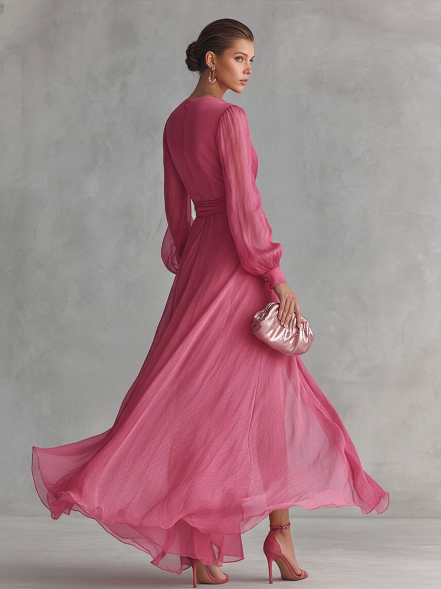 Ava | Vestito in Chiffon Rosa Pallido