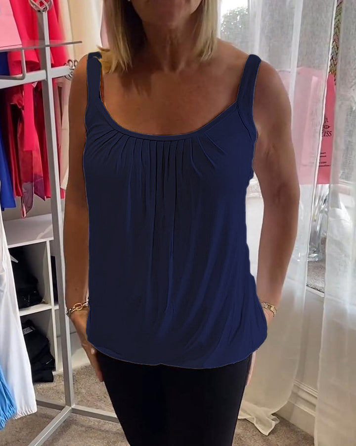 Nanda | Top casual senza maniche con pieghe e colore uniforme