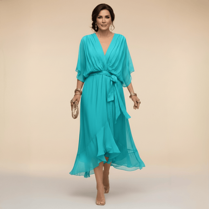 MARTA | Abito in chiffon con scollo a V