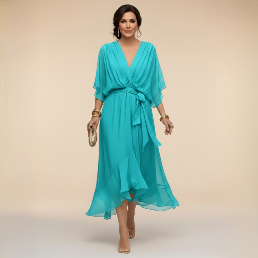 Monica - Abito in chiffon con scollo a V