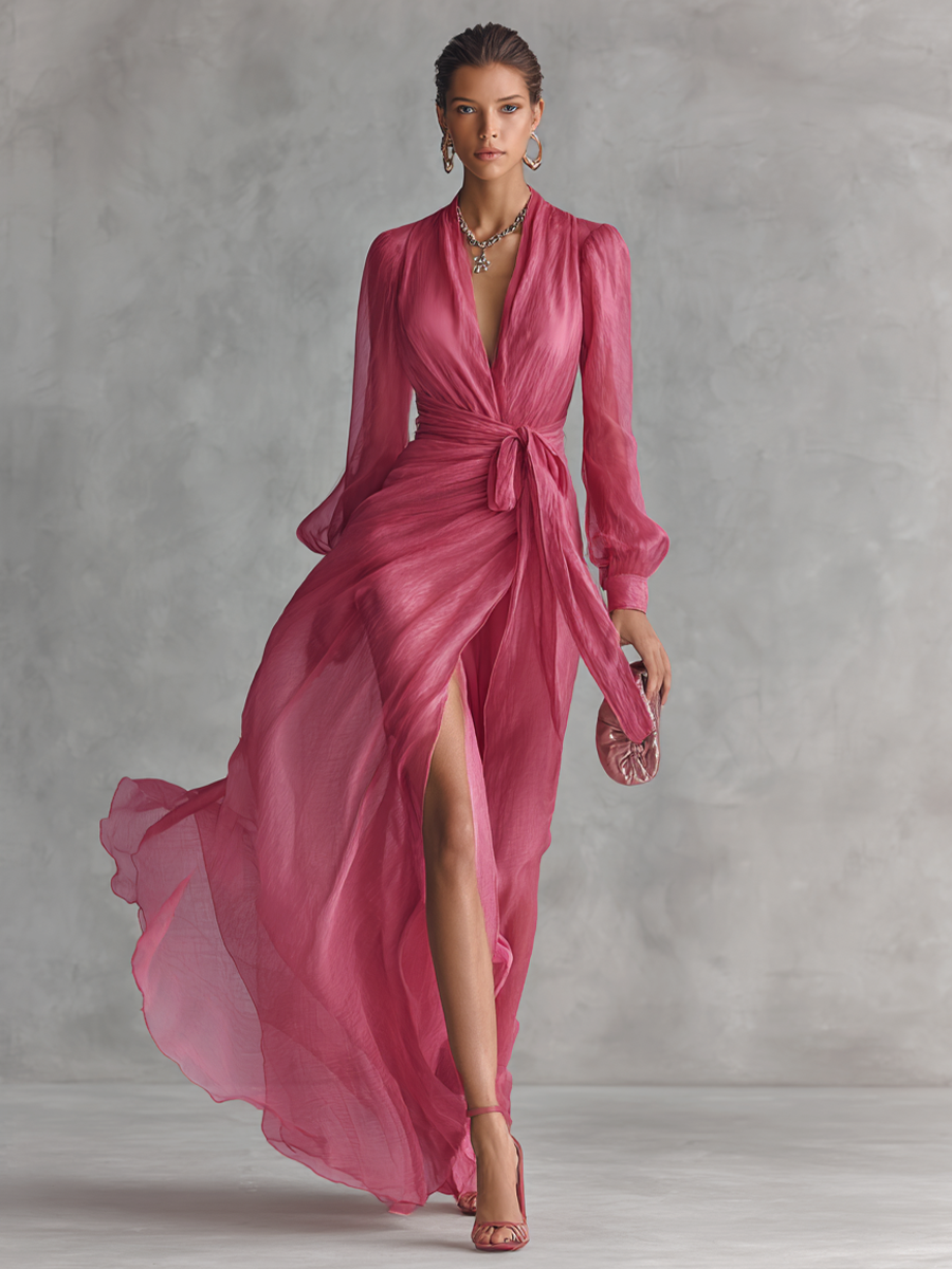 Ava | Vestito in Chiffon Rosa Pallido
