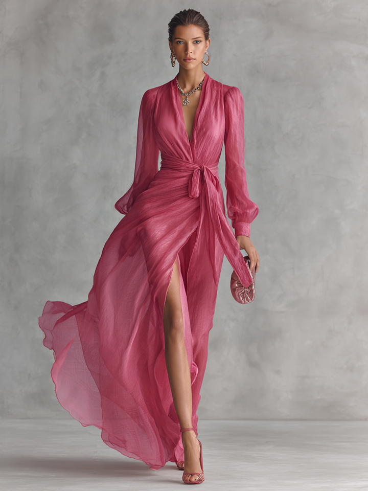 Ava | Vestito in Chiffon Rosa Pallido