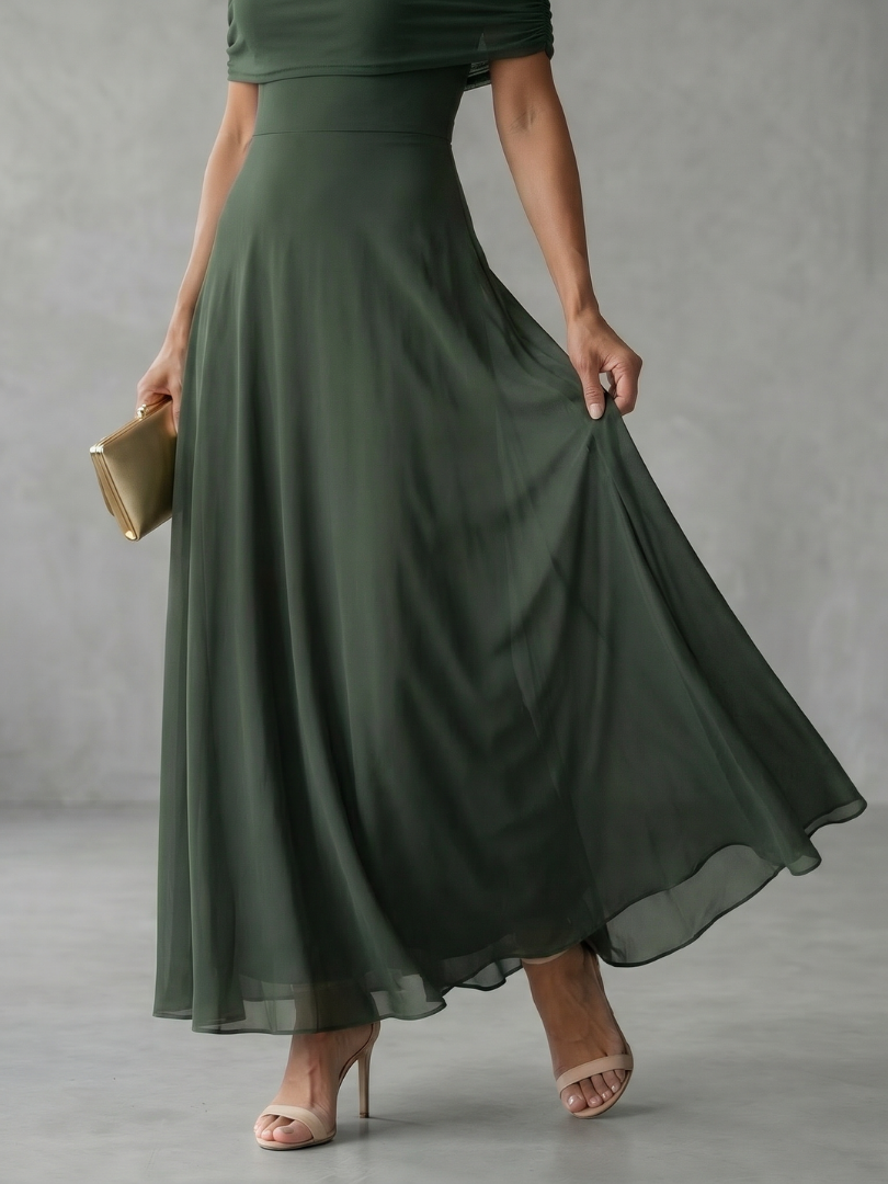 Giugno | Vestito Midi Drappeggiato con Spalle Scoperte