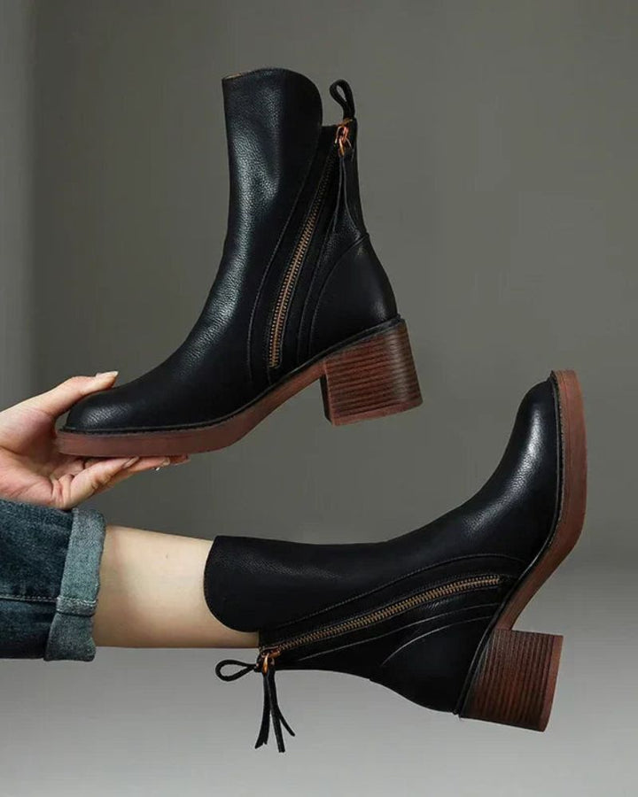 Garciel™  Stivaletti neri in pelle con tacco comfort