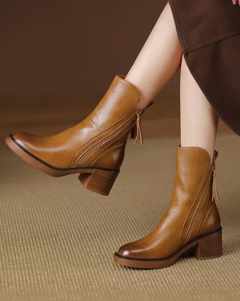 Garciel™  Stivaletti neri in pelle con tacco comfort