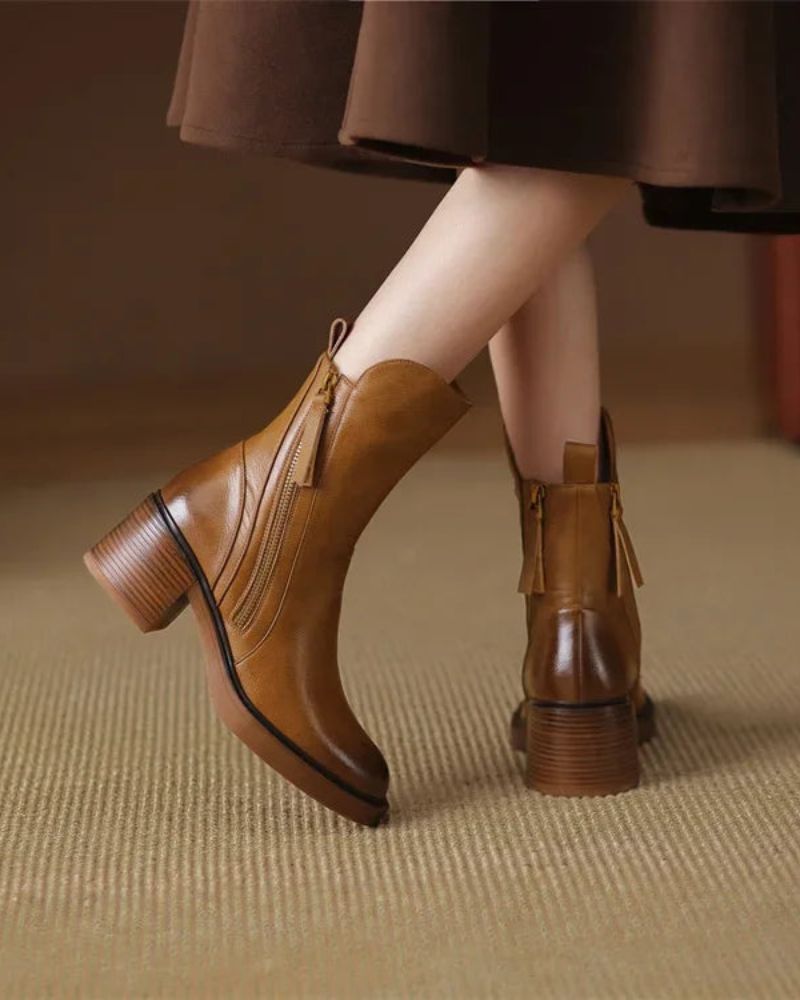 Garciel™  Stivaletti neri in pelle con tacco comfort