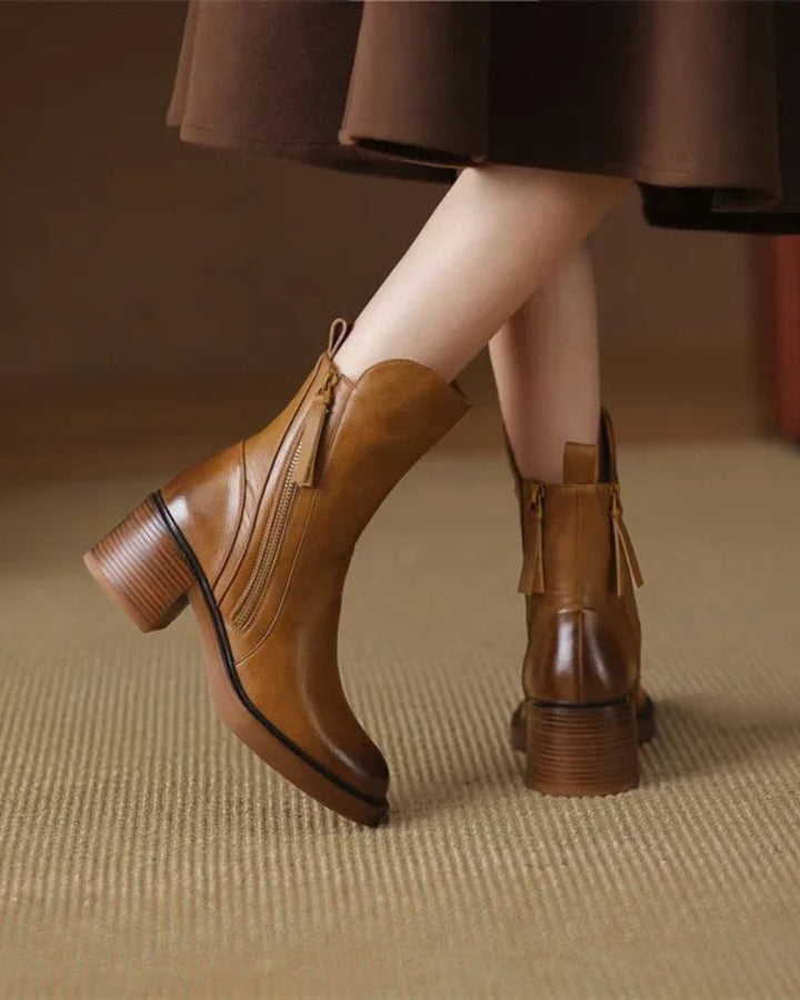 Garciel™  Stivaletti neri in pelle con tacco comfort