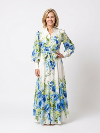 Harper | Vestito Maxi Floreale a Manica Lunga con Bottoni