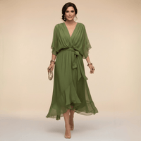MARTA | Abito in chiffon con scollo a V