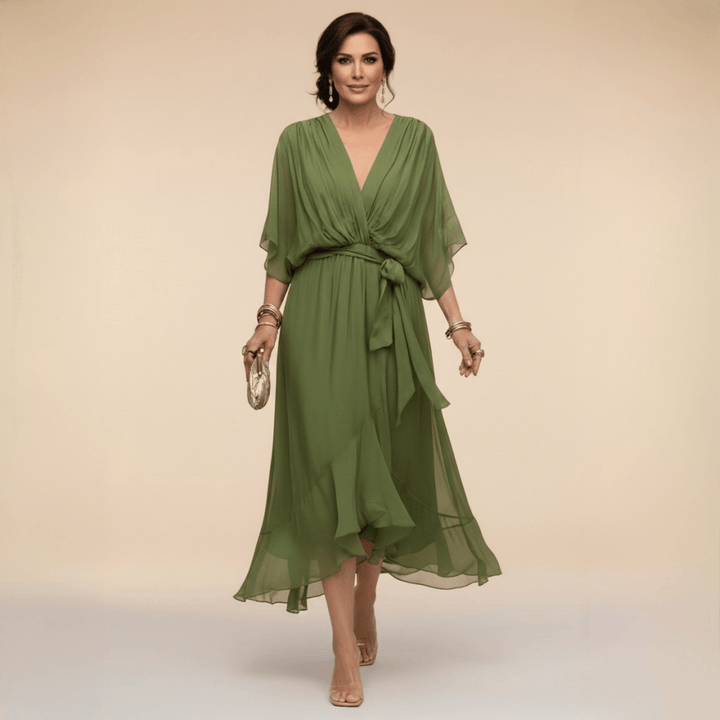 MARTA | Abito in chiffon con scollo a V