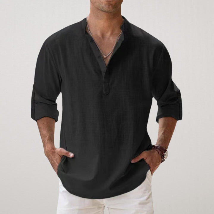 Lenoir™ - Camicia Henley in cotone effetto lino