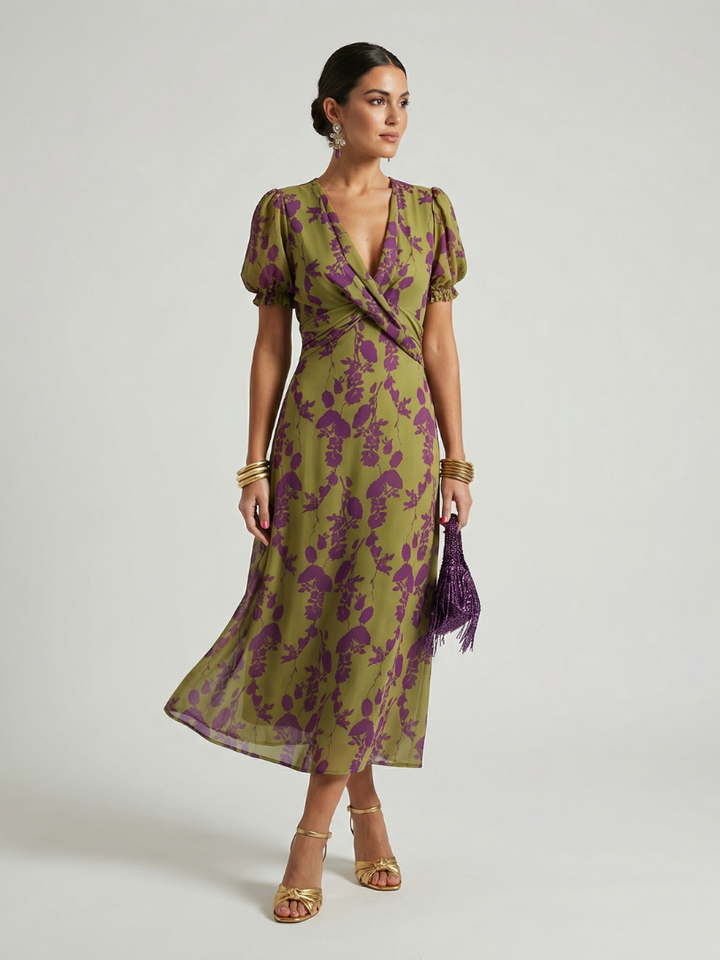 Virel | Abito Midi con Fiori Rilassato