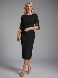 Amaris | Vestito Midi Attillato con Maniche Staccate