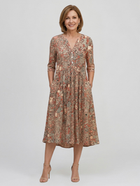 Abito Midi Elegante con Scollatura a V Alicia Graceful
