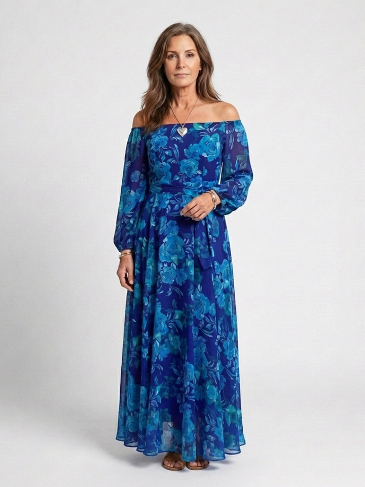 Aspen | Vestito Maxi Floreale con Spalle Scoperte