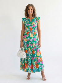 Lila | Vestito Midi a Fiori con Scollatura a V