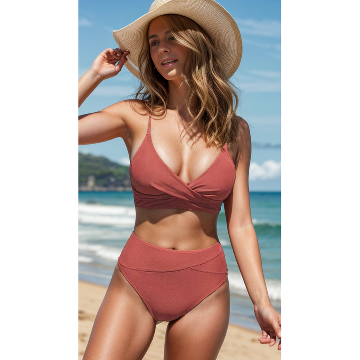 Jodi | Bikini a Vita Alta con Scollo a V Giocoso