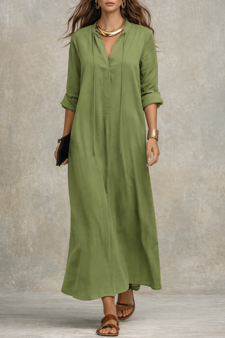 Abito Maxi Bohemien Relaxed Verde Oliva