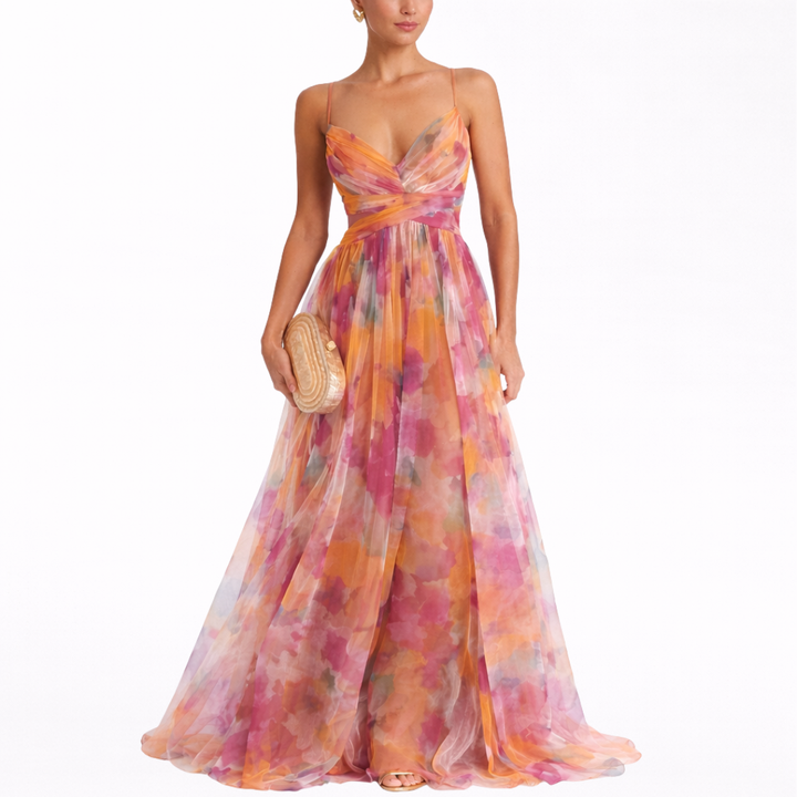 Gisela | Vestito Maxi Incantevole con Stampa Floreale