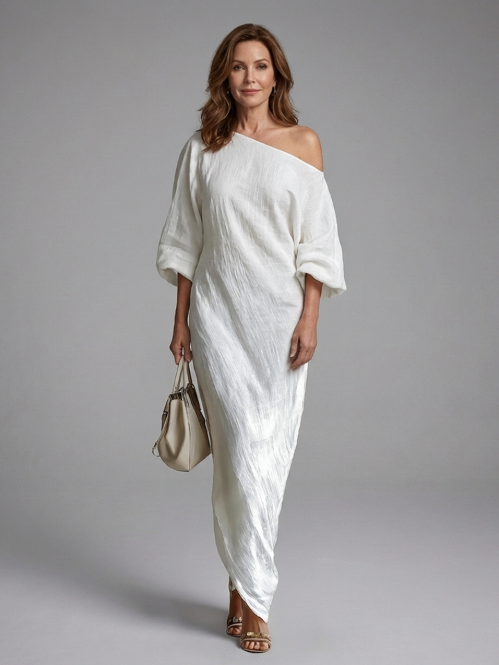 Blythe | Abito Maxi Drappeggiato a Spalla Unica