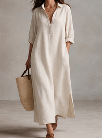 Abito Midi Bianco Nomade Silenzioso Boho Relax