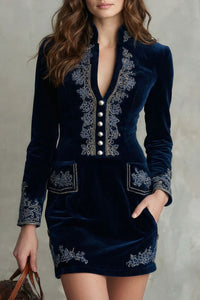 Élarine – Elegante Mini-Abito in Velluto Ricamato