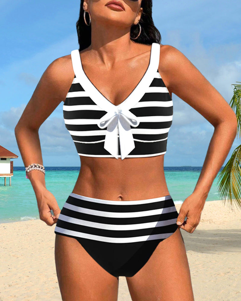 Laluna | Bikini a righe con vita alta