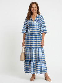 Elodie | Vestito midi a strati con stampa a diamanti