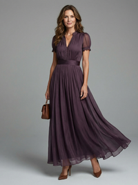 Elia | Abito Maxi con Vita Arricciata e Cut-Out