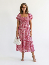 Odette | Vestito Midi Floreale con Spalle Scoperte