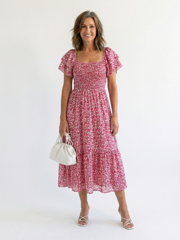 Odette | Vestito Midi Floreale con Spalle Scoperte
