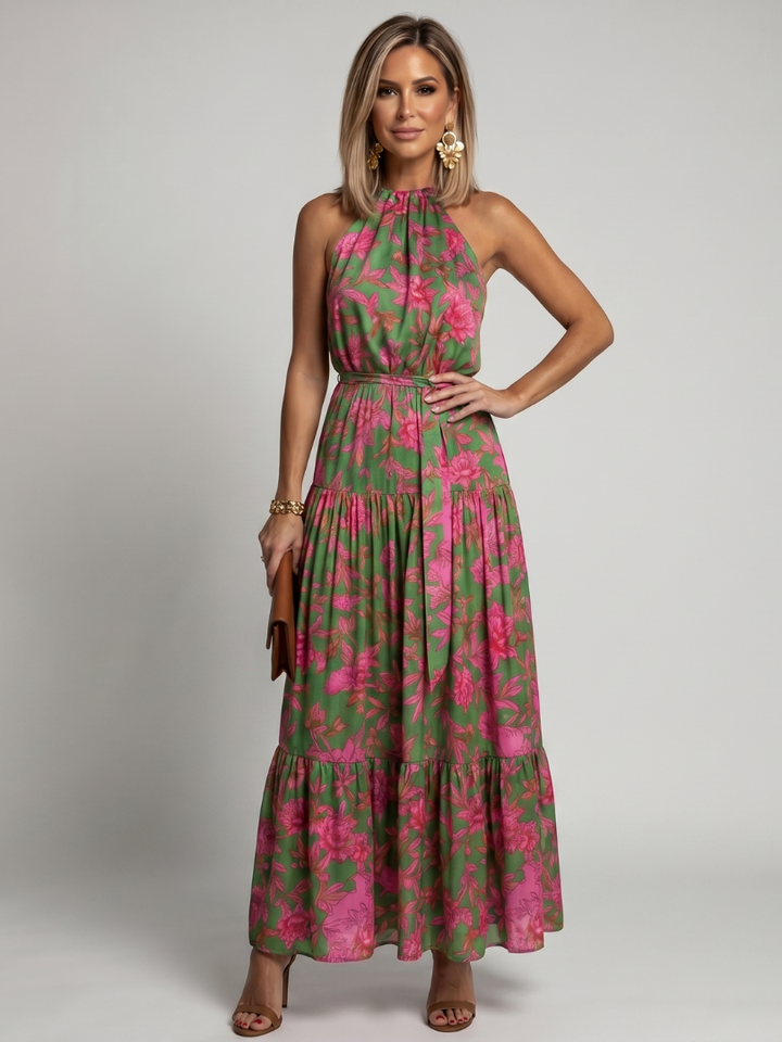 Rowen | Abito Midi con Scollatura Halter Drappeggiata