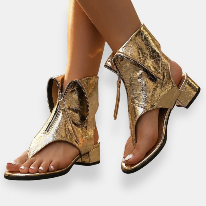 Octavienne | Sandali metallizzati con zip