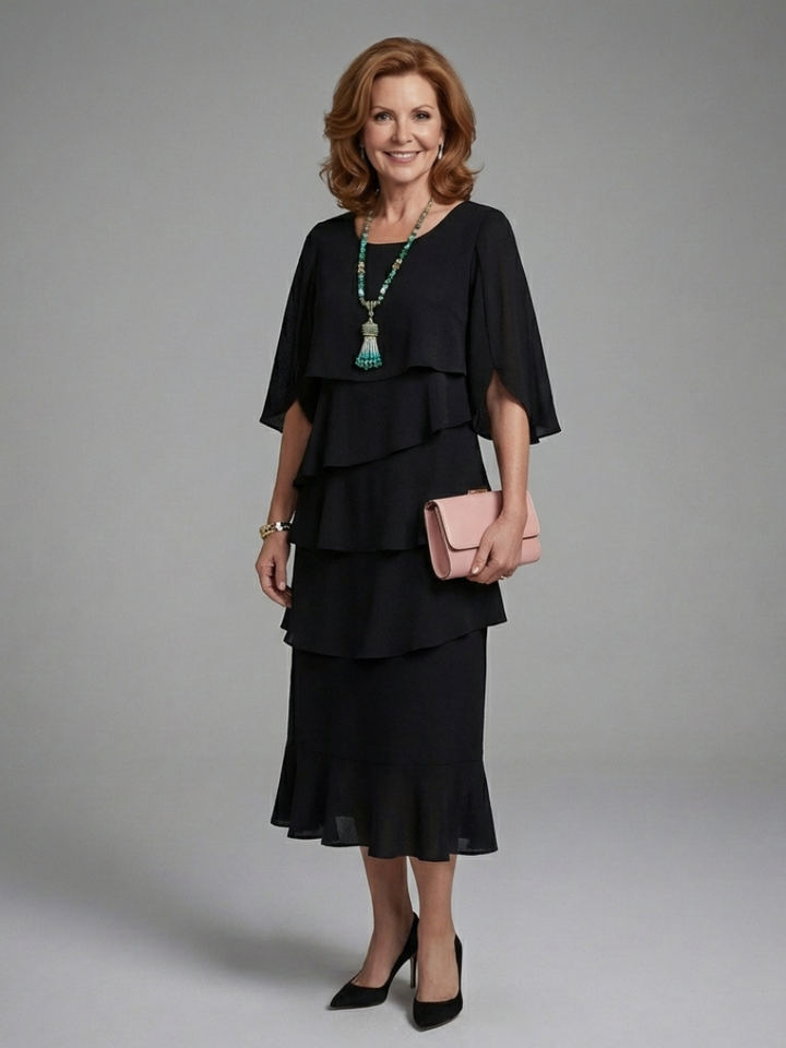 Maelis | Vestito Midi con Maniche a Strati