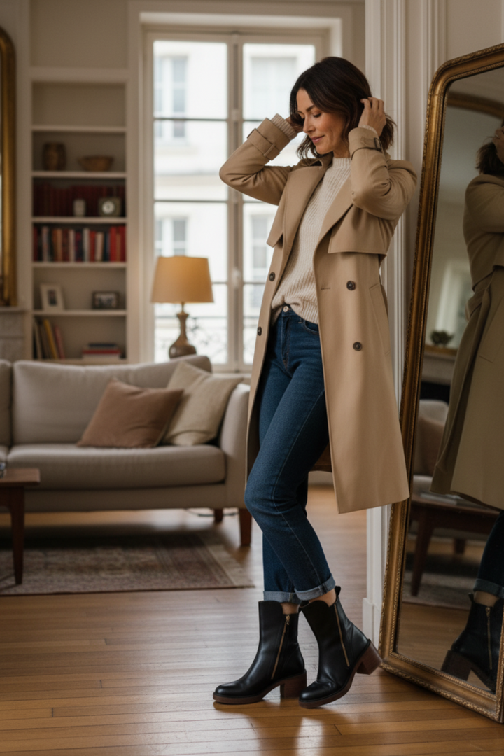 Garciel™  Stivaletti neri in pelle con tacco comfort