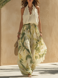 Lysandra | Completo Fluttuante Stampato di Giglio Elegante