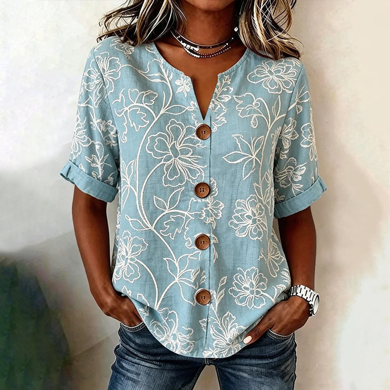 Élise™ | Blusa vintage con stampa floreale