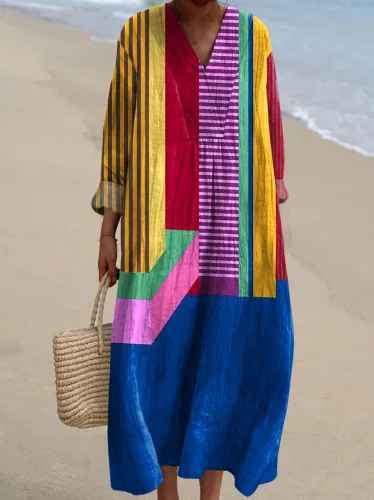 Lola - Vestito con Stampa Geometrica Retro