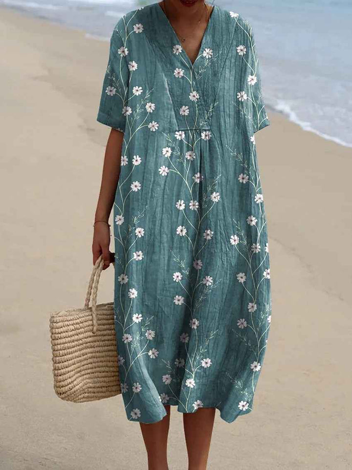 Sammy - Vestito Casual Flowy con Arte Floreale Vintage