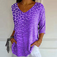 Léna™ | T-shirt vintage casual con stampa e scollo a V