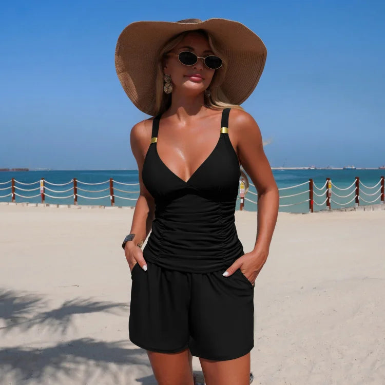 Harper - Set di tankini arricciato con tasche