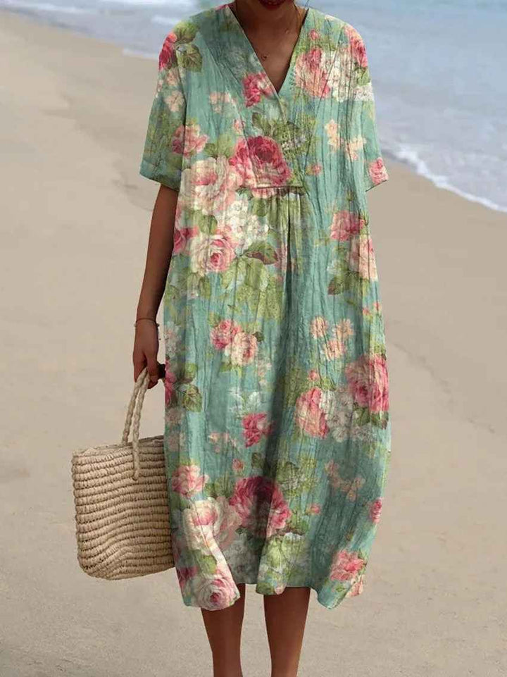 Sammy - Vestito Casual Flowy con Arte Floreale Vintage