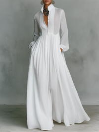 Elisa · Vestito maxi minimalista con collo alto