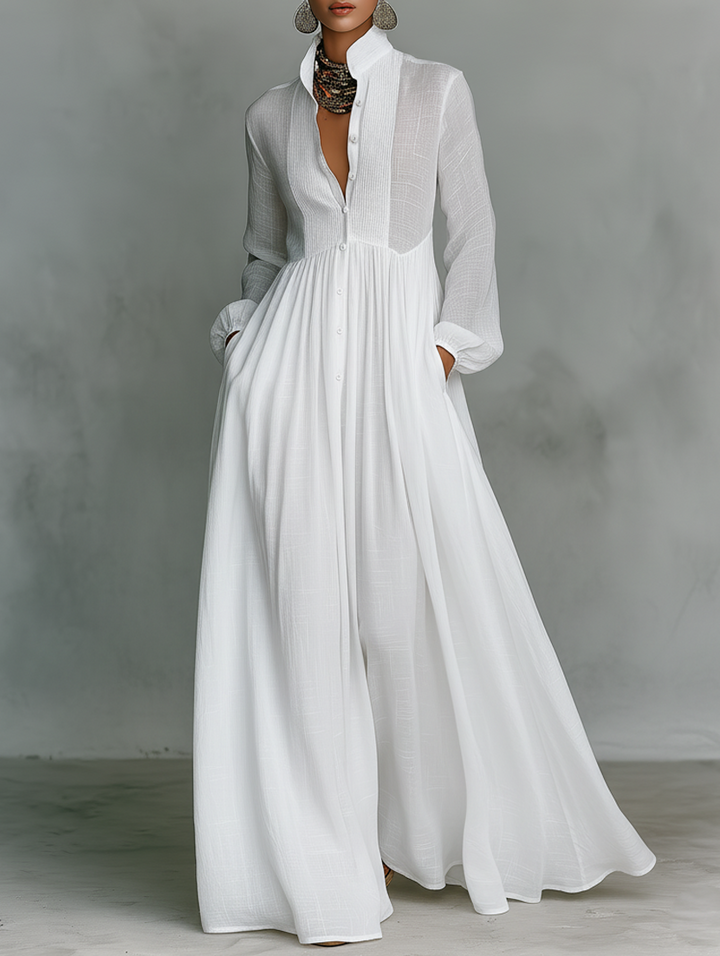 Elisa · Vestito maxi minimalista con collo alto