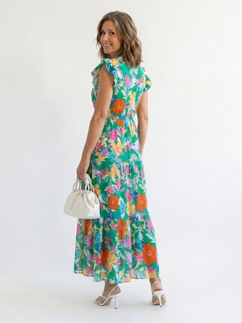 Lila | Vestito Midi a Fiori con Scollatura a V