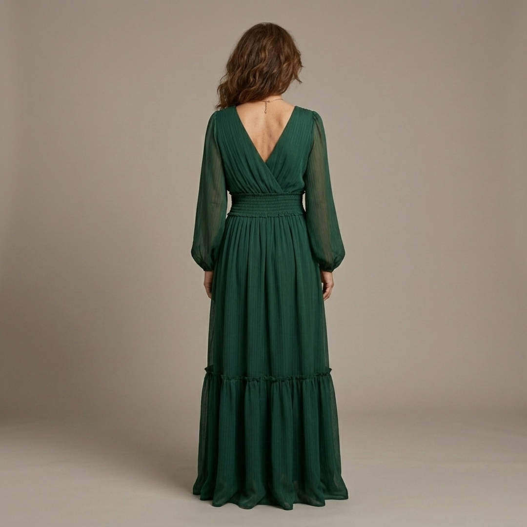 María - Vestito in chiffon con scollo a V