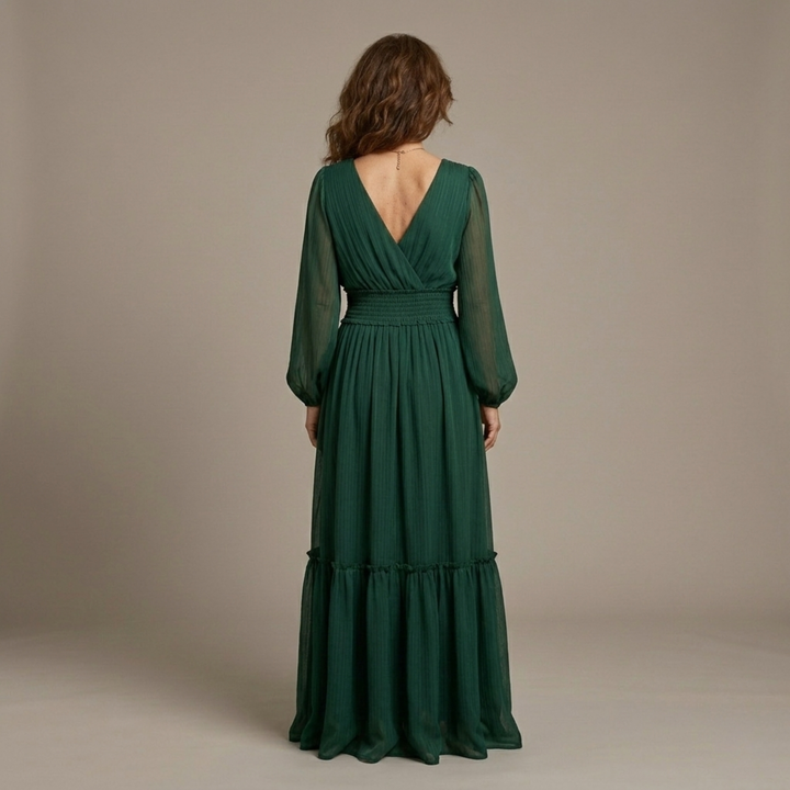 María - Vestito in chiffon con scollo a V